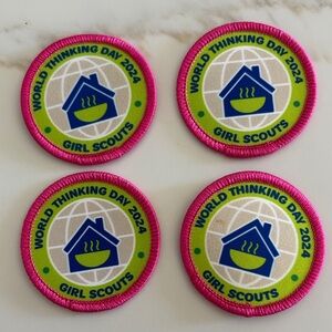 Girl Scouts World Thinking Day 2024 Patches - Pink and Green